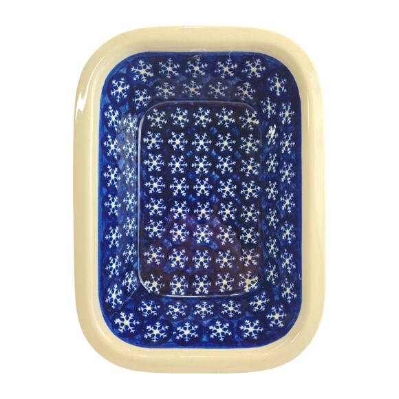 Boleslawiec Polish Pottery| Snowflake Baking Dish | Size 9.5L x 7W x 2H - Picture 1 of 7